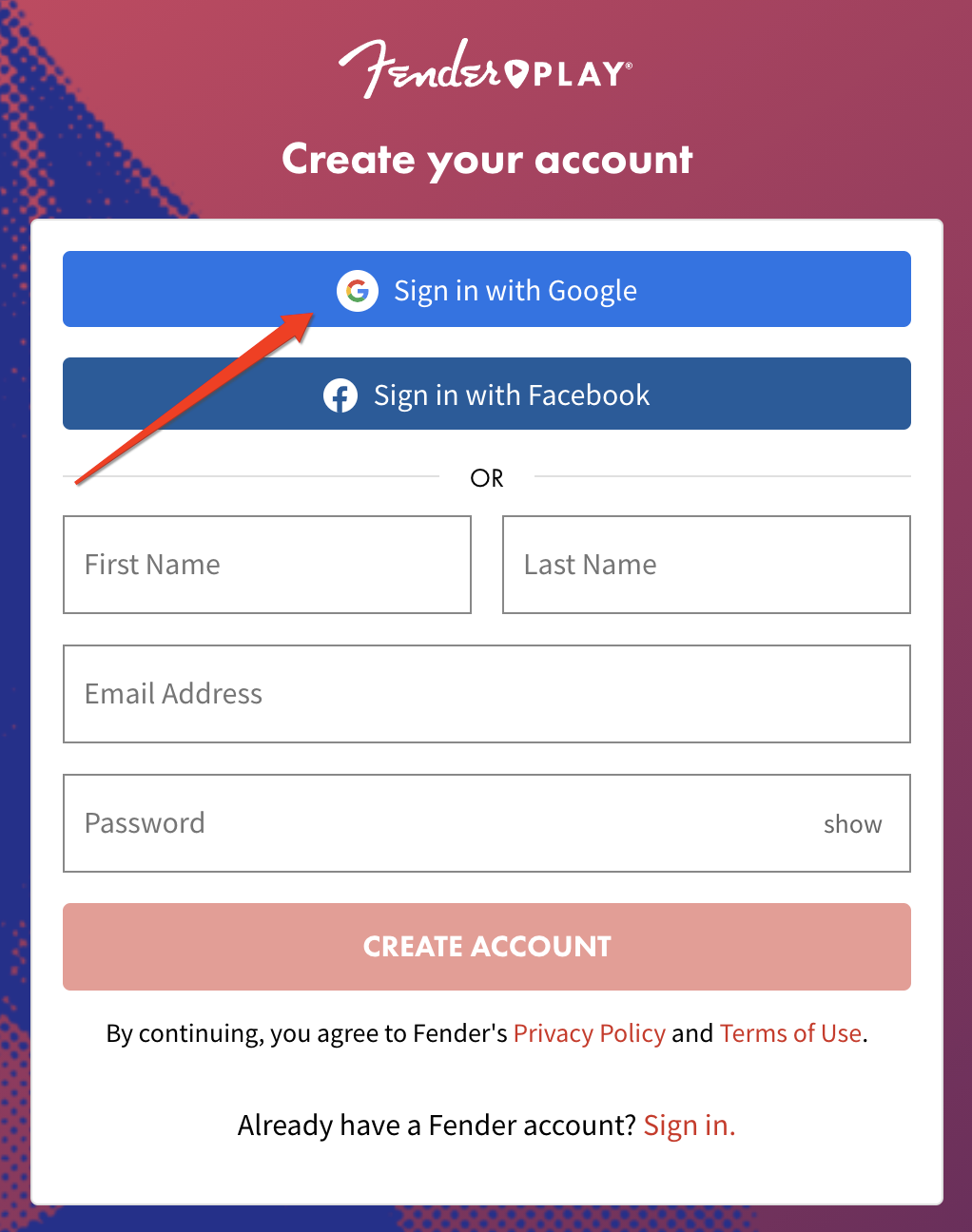 Fender Play Login