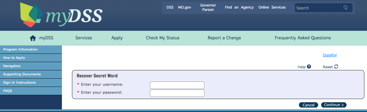 Forgot My Dss Mo Login