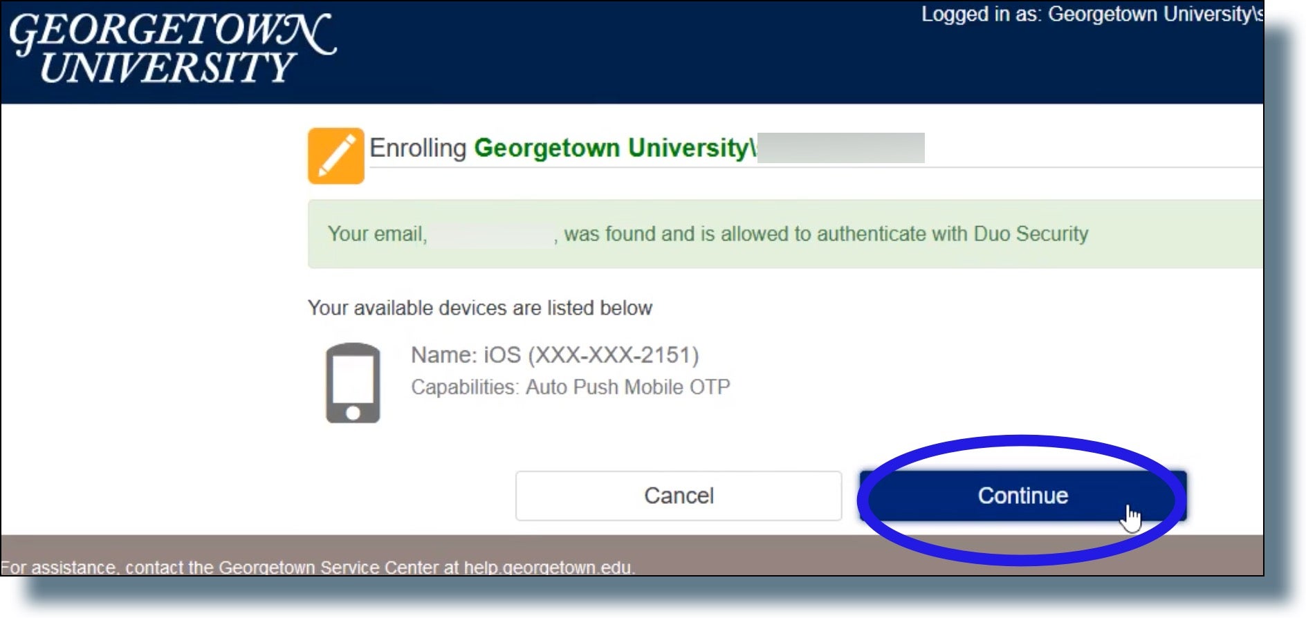 Georgetown Login Email