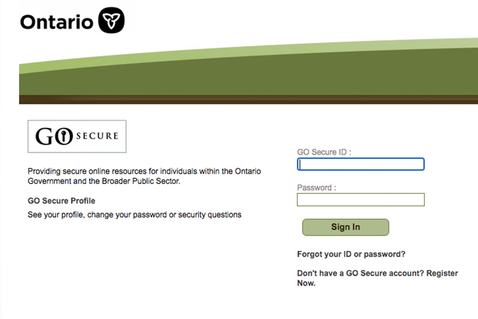 Go Secure Login Ontario