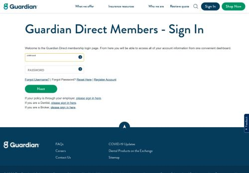 Guardian Direct Login