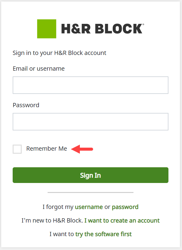 H And R Block Login In