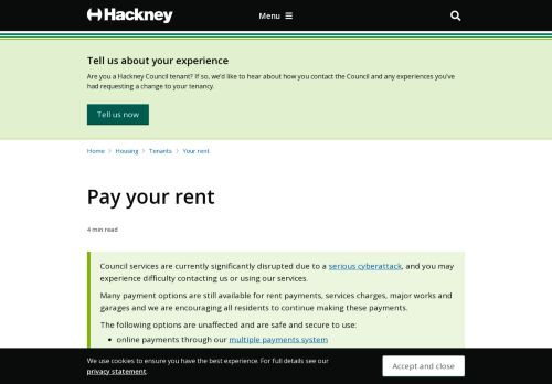 Hackney Rent Account Login