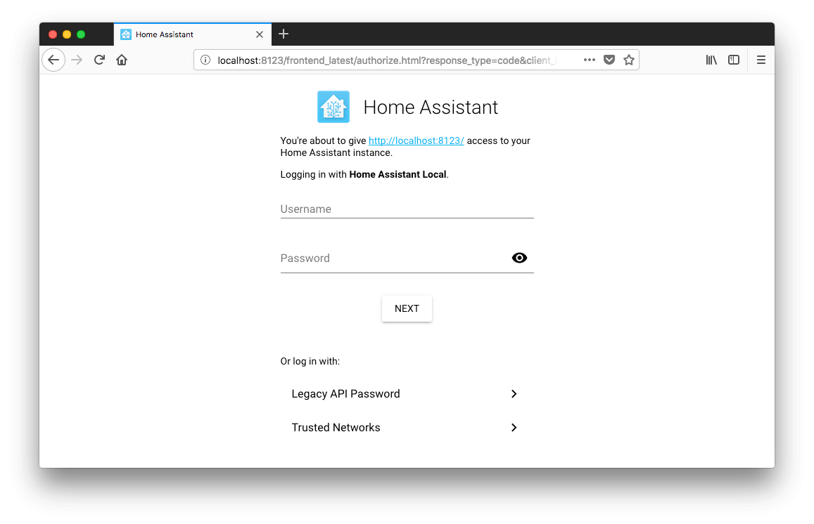 Home Assistant Default Login