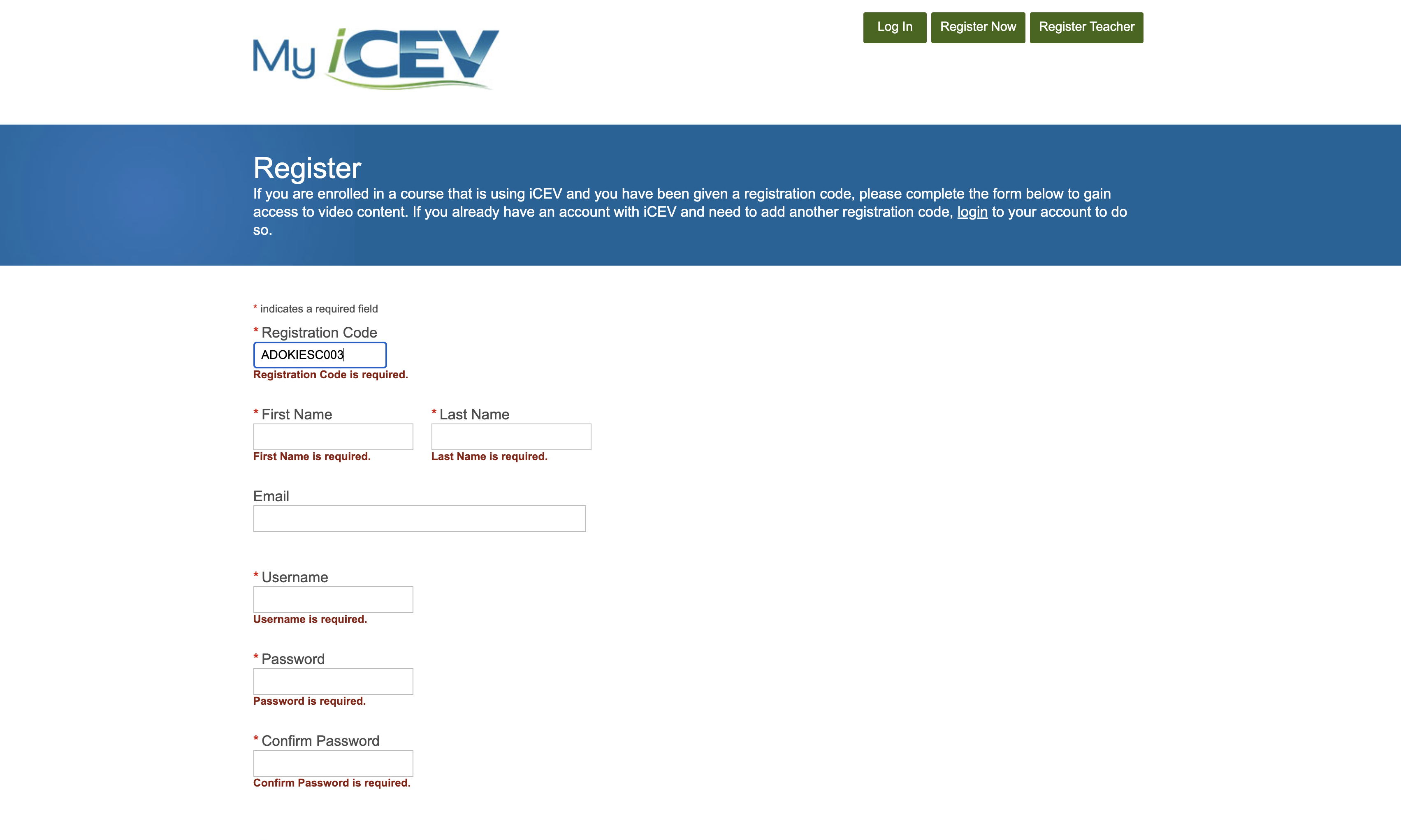 Icev Login Register