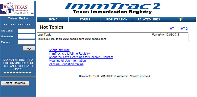 Immtrac Login