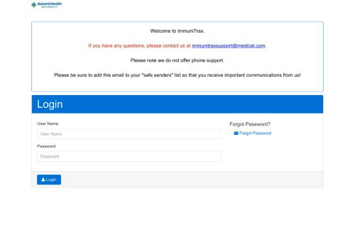 Immunitrax Login