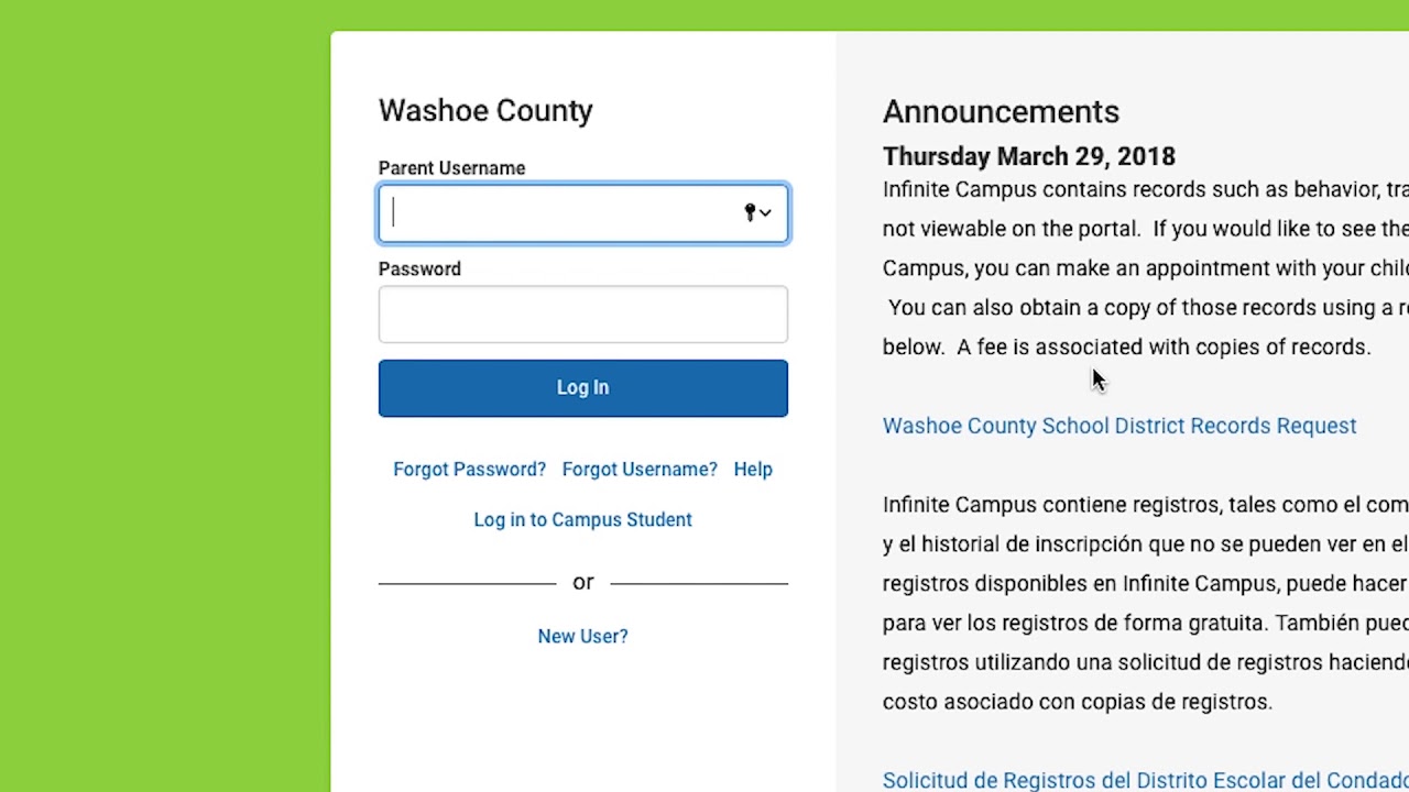 Infinite Campus Login Washoe