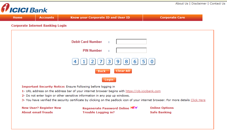 Infinity Login Icici