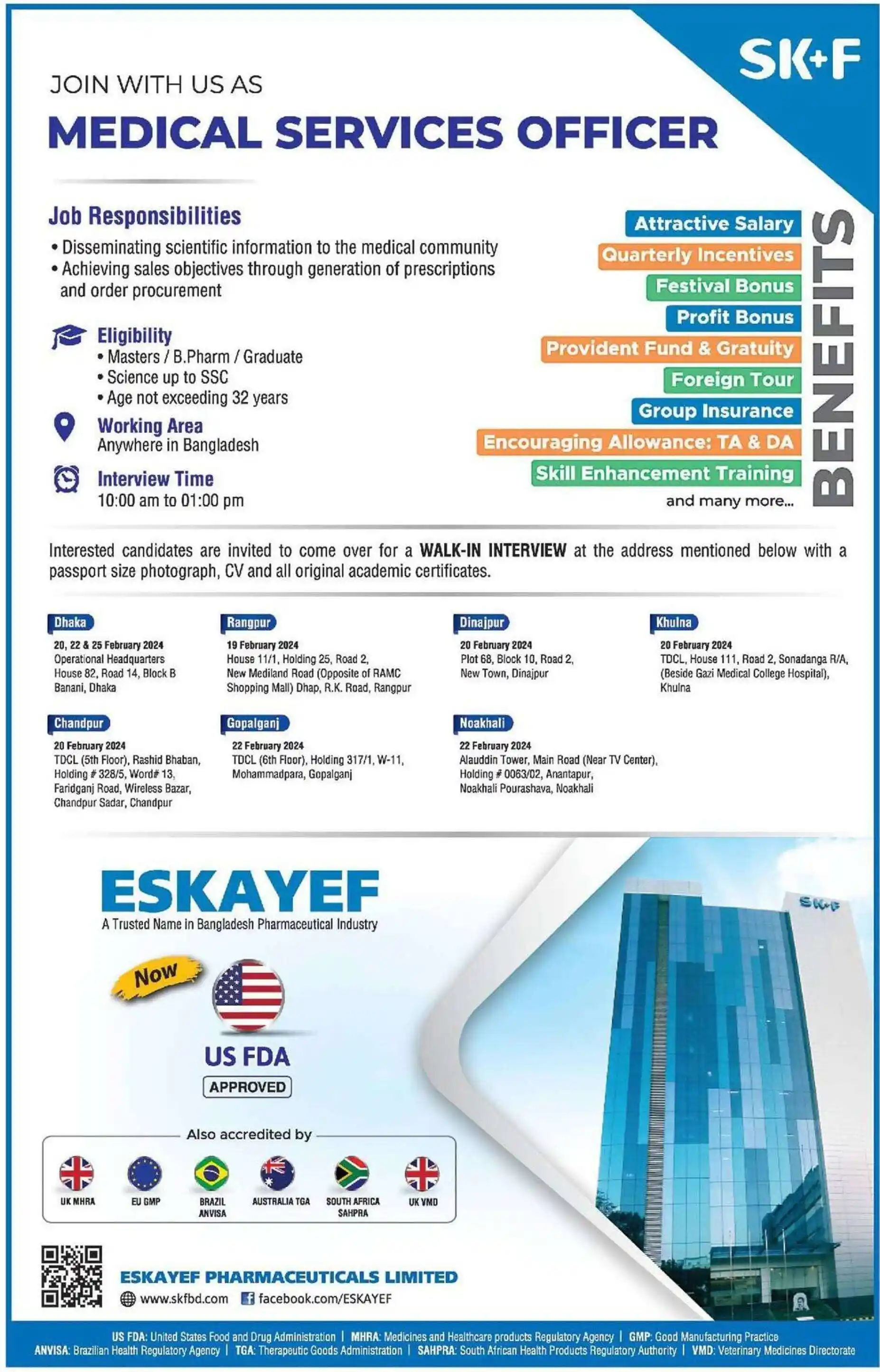 Eskayef Pharmaceuticals Ltd Job Circular 2024