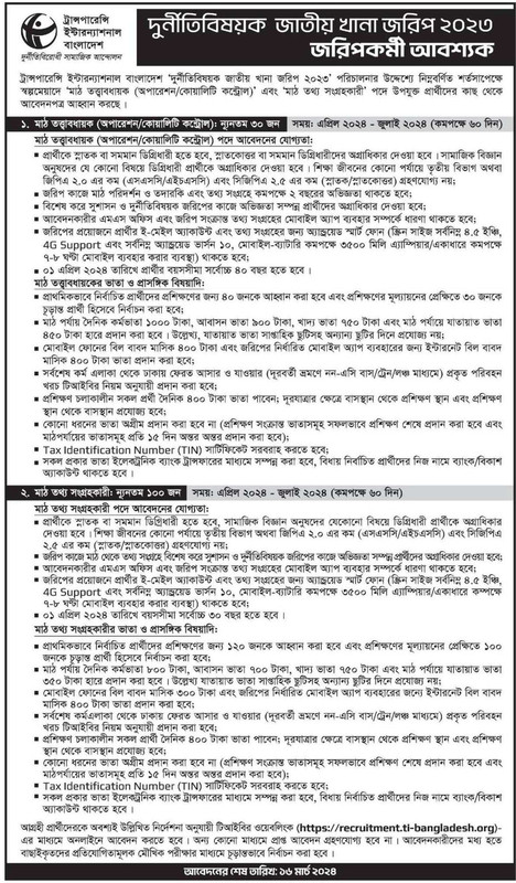 Transparency International Bangladesh TIB Job Circular 2024