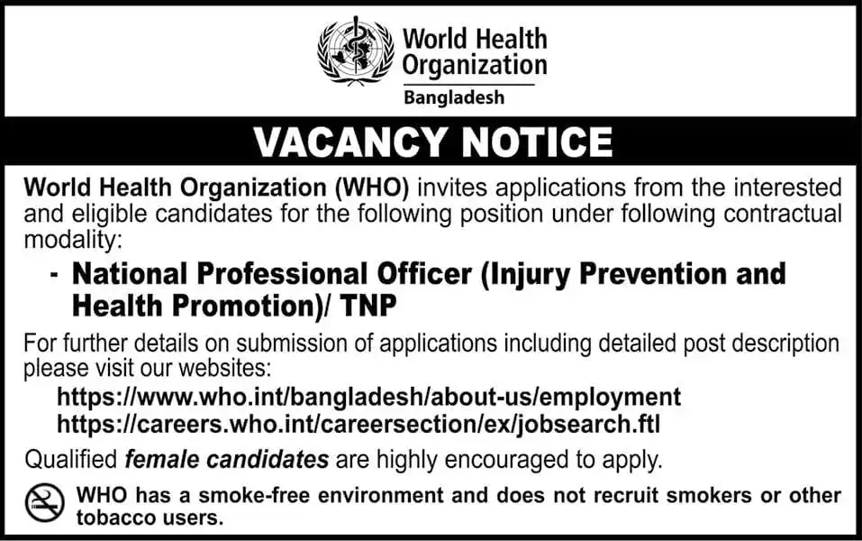 World Health Organization Jobs Circular 2024 