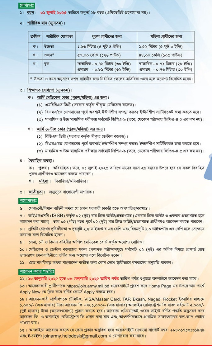 Bangladesh Army Job Circular 2025