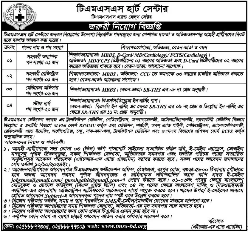 TMSS NGO New Job Circular 2024